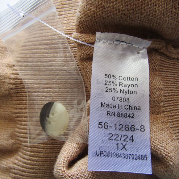 Ellos Women's Long Line Knit Sweater 1X Tan Capsule Wardrobe Business Casual NWT - Picture 10 of 10